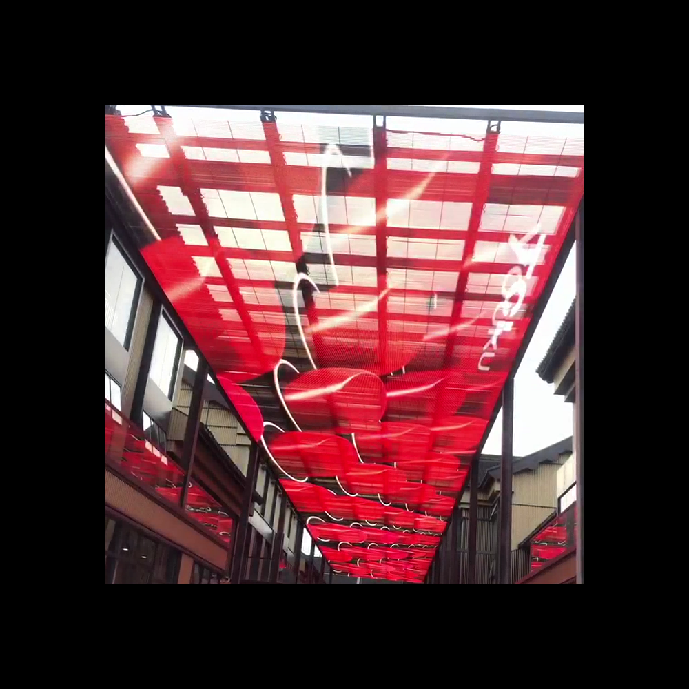 盐城仙缘影视小镇P15-31LED透明格栅屏天幕960平方