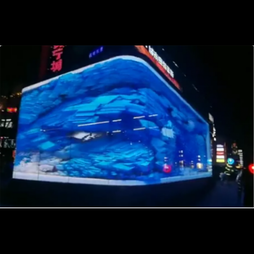 成都苏宁广场P6.5贴膜屏大型裸眼3D大水缸完工